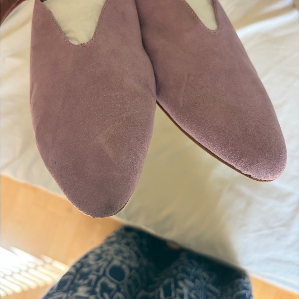 Charlotte Stone Lilac Suede Pointed Mules - Size 10 Slip On Flats - Picture 4 of 8
